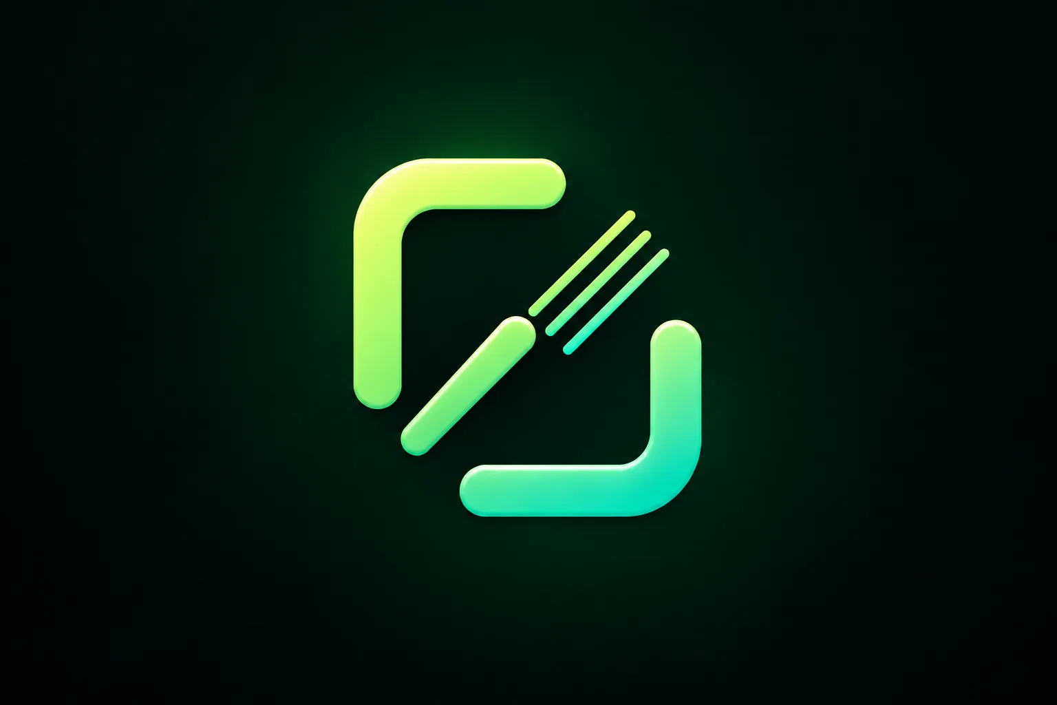 Clipsana symbol glowing in lime and turquoise against a dark background
